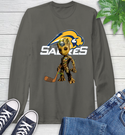 Buffalo Sabres NHL Hockey Groot Marvel Guardians Of The Galaxy Long Sleeve T-Shirt 8
