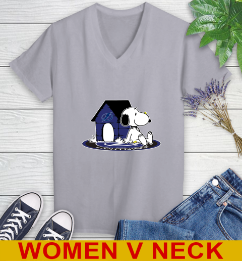 NHL Hockey Tampa Bay Lightning Snoopy The Peanuts Movie Shirt Women's V-Neck T-Shirt 5