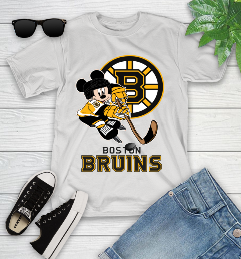 NHL Boston Bruins Mickey Mouse Disney Hockey T Shirt Youth T-Shirt