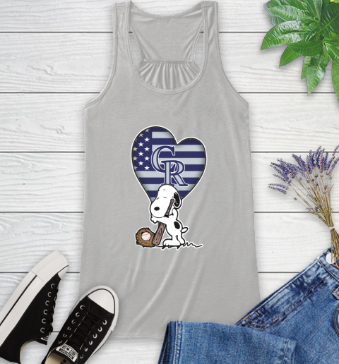 Colorado Rockies MLB Baseball The Peanuts Movie Adorable Snoopy Racerback Tank