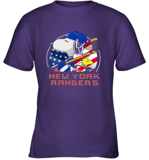 ekvf new york rangersnoopy and woodstock nhl youth t shirt 26 front purple
