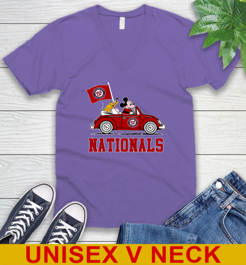 MLB Baseball Washington Nationals Pluto Mickey Driving Disney Shirt V-Neck T-Shirt 9