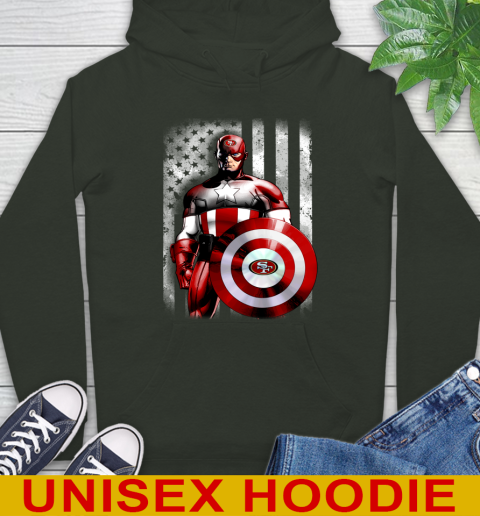 San Francisco 49ers NFL Football Captain America Marvel Avengers American Flag Shirt Hoodie 12