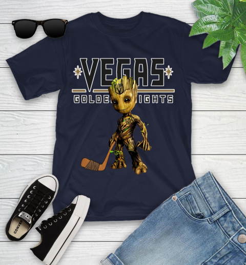 Vegas Golden Knights NHL Hockey Groot Marvel Guardians Of The Galaxy Youth T-Shirt 3