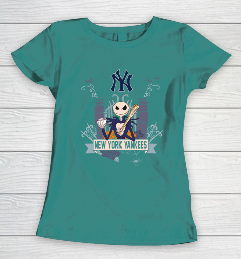 MLB New York Yankees Baseball Jack Skellington Halloween Women's T-Shirt 10