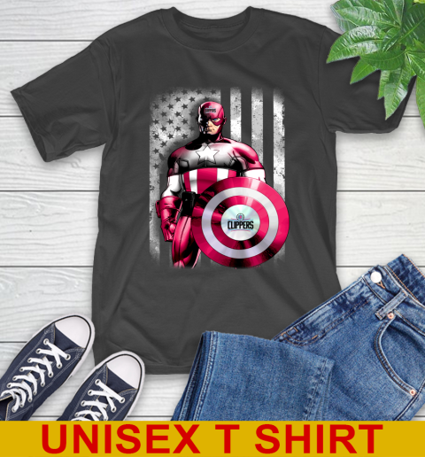 LA Clippers NBA Basketball Captain America Marvel Avengers American Flag Shirt T-Shirt