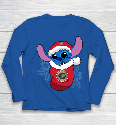 Anaheim Ducks Christmas Stitch In The Sock Funny Disney NHL Youth Long Sleeve 9
