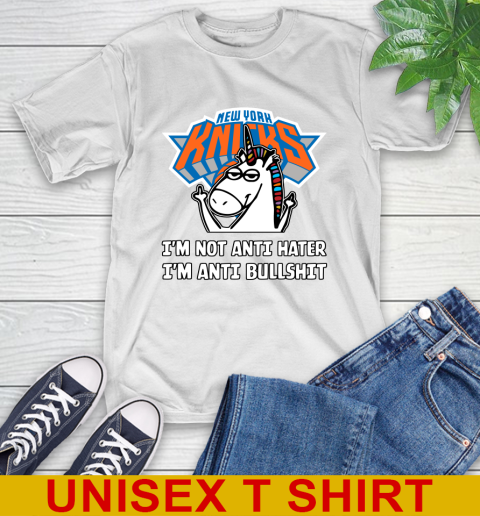 New York Knicks NBA Basketball Unicorn I'm Not Anti Hater I'm Anti Bullshit T-Shirt