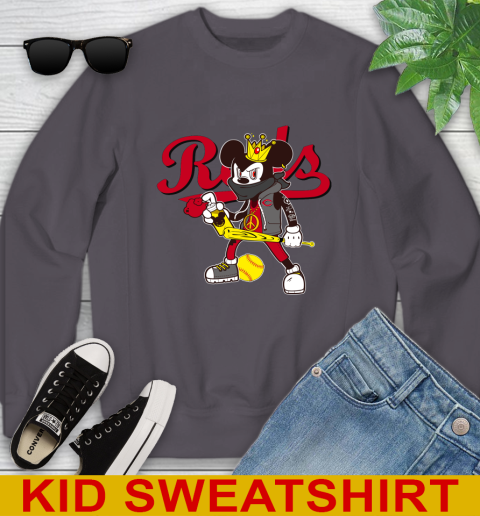 Cincinnati Reds MLB Baseball Mickey Peace Sign Sports Youth Sweatshirt 6