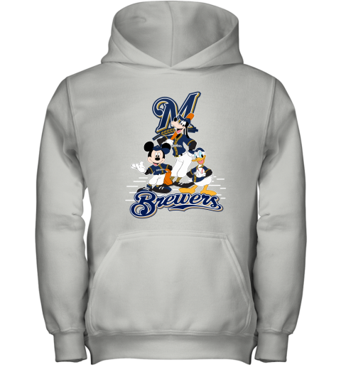 Milwaukee Brewers Mickey Donald And Goofy Baseball Youth Hoodie