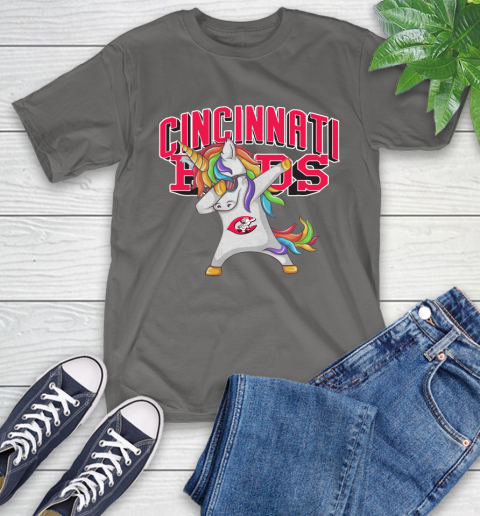 Cincinnati Reds MLB Baseball Funny Unicorn Dabbing Sports T-Shirt 9
