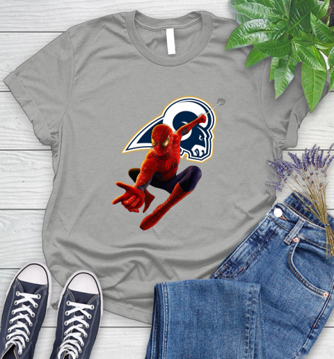 NFL Spider Man Avengers Endgame Football Los Angeles Rams Women's T-Shirt 10