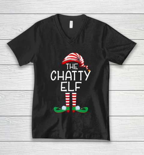 The Chatty Elf Group Matching Family Christmas Gift Funny V-Neck T-Shirt