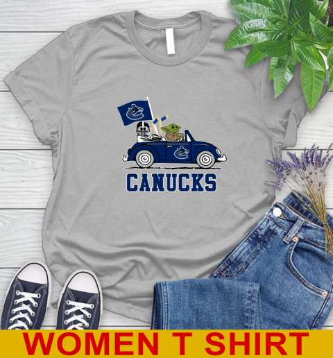 NHL Hockey Vancouver Canucks Darth Vader Baby Yoda Driving Star Wars Shirt Women's T-Shirt 5