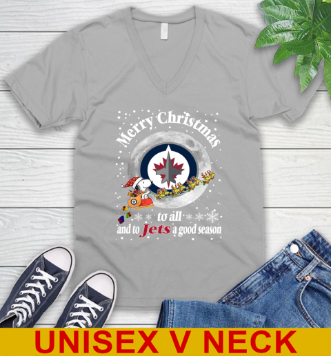 Winnipeg Jets Merry Christmas To All And To Jets A Good Season NHL Hockey Sports V-Neck T-Shirt 3