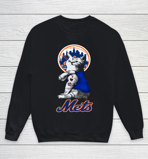 MLB Baseball My Cat Loves New York Mets Youth Sweatshirt