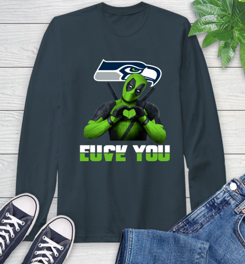 NHL Seattle Seahawks Deadpool Love You Fuck You Football Sports Long Sleeve T-Shirt 9