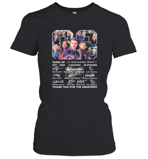 03 Years Of 2017 2020 13 Reasons Why 3 Seasons 40 Episodes Thank You For The Memories Signatures Women's T-Shirt