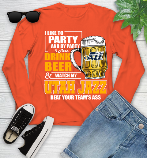 NBA Drink Beer and Watch My Utah Jazz Beat Your Team's Ass Basketball Youth Long Sleeve 3