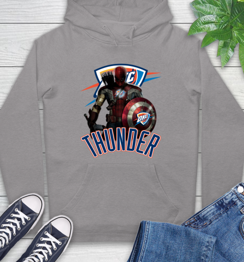 Oklahoma City Thunder NBA Basketball Captain America Thor Spider Man Hawkeye Avengers Hoodie 6
