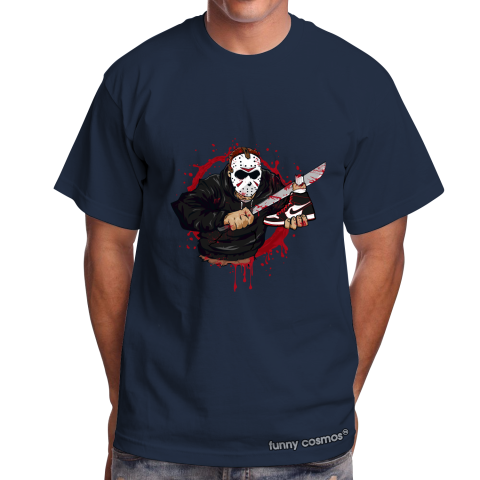 Air Jordan 1 Bloodline Matching Sneaker Tshirt Jason Voorhees Black and White Jordan Tshirt