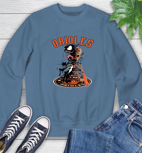 MLB Baltimore Orioles Baseball Venom Groot Guardians Of The Galaxy Sweatshirt 7