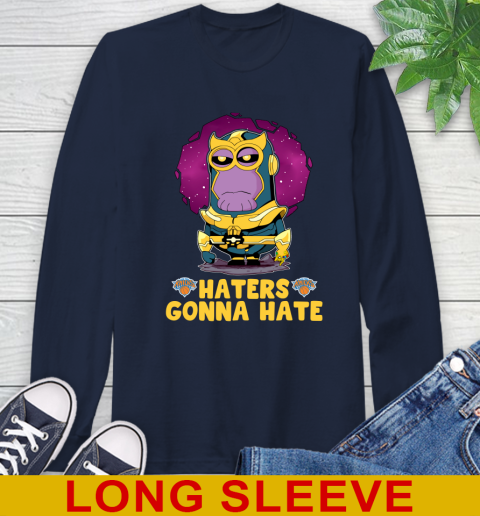 NBA Basketball New York Knicks Haters Gonna Hate Thanos Minion Marvel Shirt Long Sleeve T-Shirt - Image 5