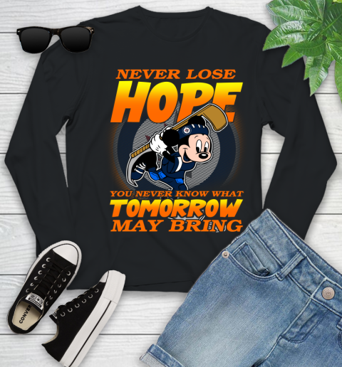 Winnipeg Jets NHL Hockey ootball Mickey Disney Never Lose Hope Youth Long Sleeve