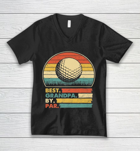 Grandpa Funny Gift Apparel  Best Grandpa By Par Vintage Retro Golf NK V-Neck T-Shirt