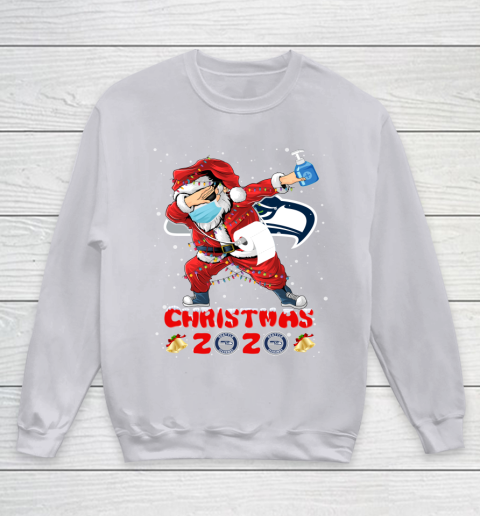 Seattle Seahawks Funny Santa Claus Dabbing Christmas 2020 NFL Youth Sweatshirt 3