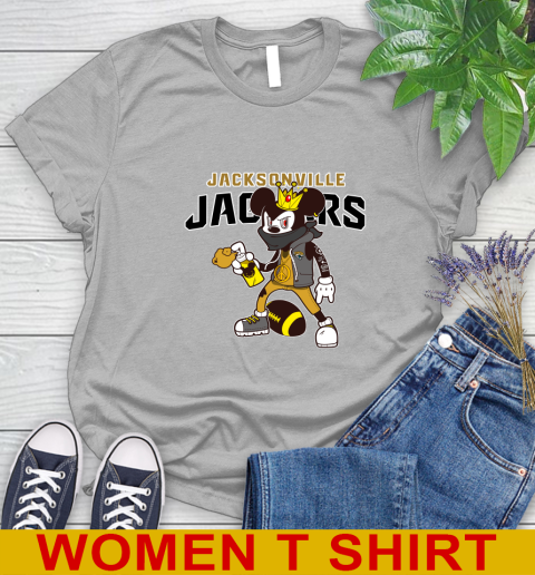 Jacksonville Jaguars NFL Football Mickey Peace Sign Sports Women's T-Shirt 5