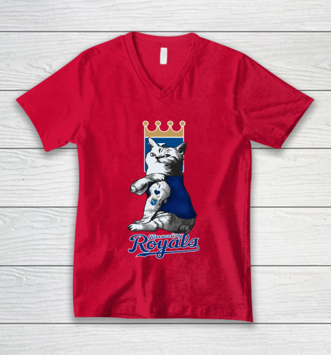 MLB Baseball My Cat Loves Kansas City Royals V-Neck T-Shirt 6