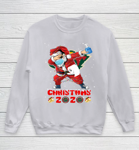 Minnesota Wild Funny Santa Claus Dabbing Christmas 2020 NHL Youth Sweatshirt 3