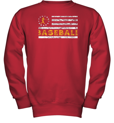 mszo baseball lovers vintage american betsy ross flag softball youth sweatshirt 47 front red