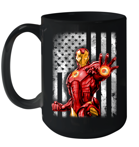 Cleveland Browns NFL Football Iron Man Avengers American Flag Shirt Ceramic Mug 15oz