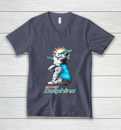 NFL Football My Cat Loves Miami Dolphins V-Neck T-Shirt 7