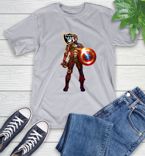 NFL Captain America Marvel Avengers Endgame Football Sports Oakland Raiders T-Shirt 6