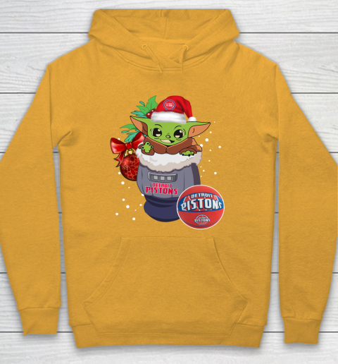 Detroit Pistons Christmas Baby Yoda Star Wars Funny Happy NBA Hoodie 3