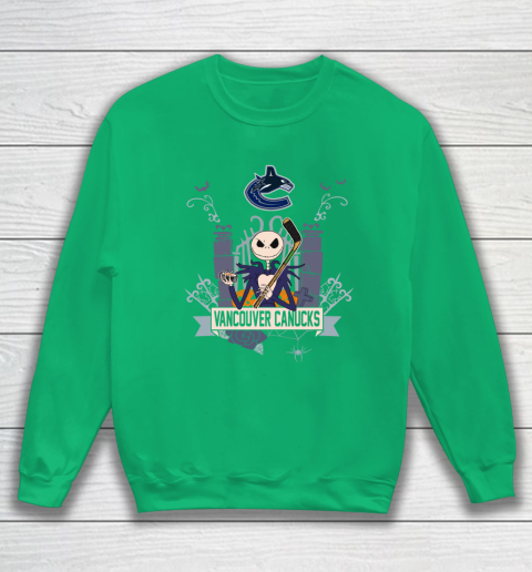 NHL Vancouver Canucks Hockey Jack Skellington Halloween Sweatshirt 5