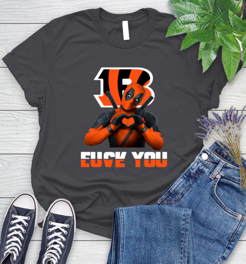 NHL Cincinnati Bengals Deadpool Love You Fuck You Football Sports Women's T-Shirt 8