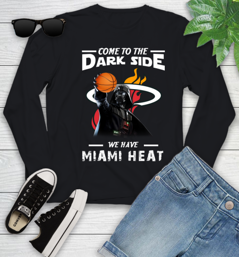 NBA Come To The Dark Side We Have Miami Heat Star Wars Darth Vader Basketball Youth Long Sleeve