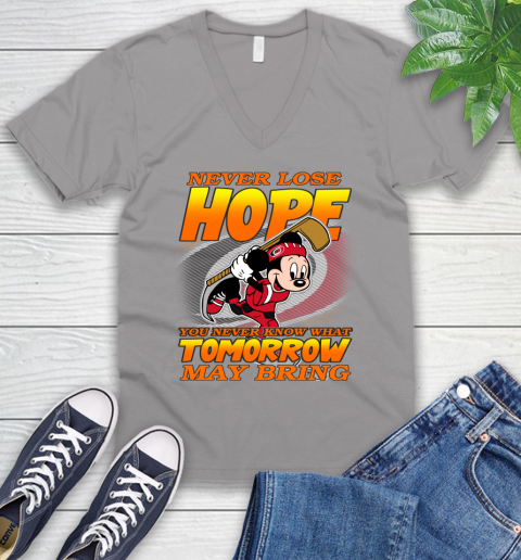 Carolina Hurricanes NHL Hockey ootball Mickey Disney Never Lose Hope V-Neck T-Shirt 3