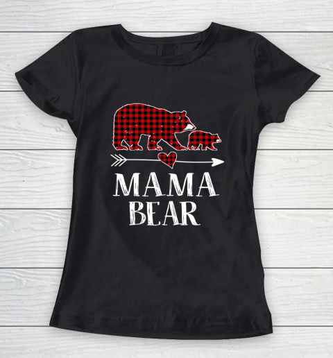 Mama Bear Christmas Pajama Red Plaid Buffalo Family Gift Women's T-Shirt