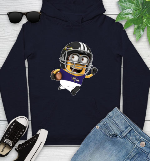 NFL Baltimore Ravens Minions Disney Football Sports Youth Hoodie 4