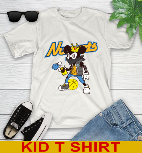 Denver Nuggets NBA Basketball Mickey Peace Sign Sports Youth T-Shirt