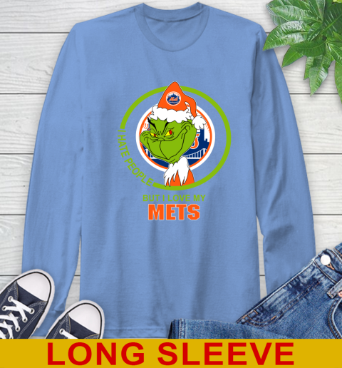 New York Mets MLB Christmas Grinch I Hate People But I Love My Favorite Baseball Team Long Sleeve T-Shirt 11