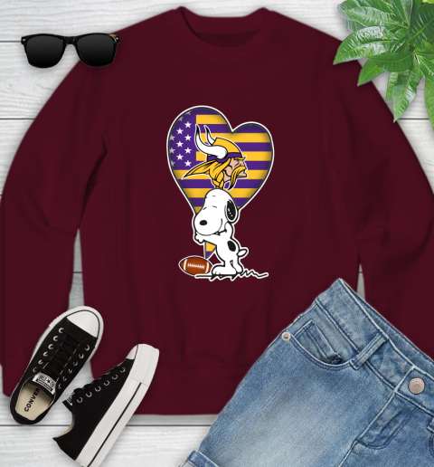 Minnesota Vikings NFL Football The Peanuts Movie Adorable Snoopy Youth Sweatshirt 5