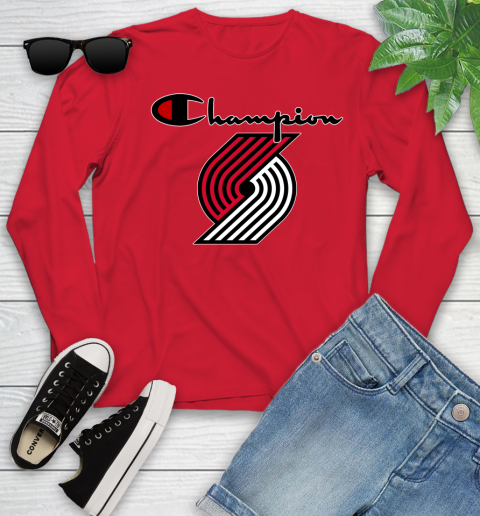NBA Basketball Portland Trail Blazers Champion Shirt Youth Long Sleeve 9