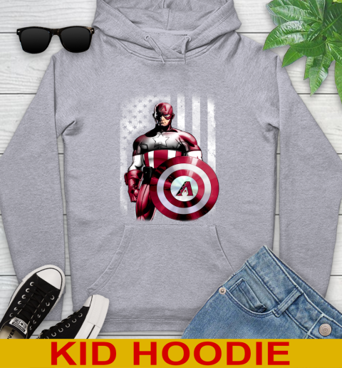 Arizona Diamondbacks MLB Baseball Captain America Marvel Avengers American Flag Shirt Youth Hoodie 6