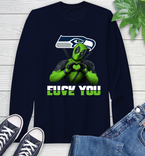 NHL Seattle Seahawks Deadpool Love You Fuck You Football Sports Long Sleeve T-Shirt 3
